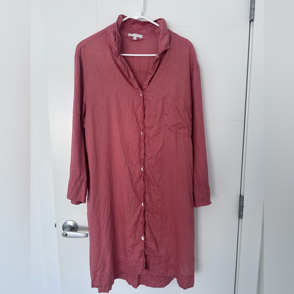 Linen Night Shirt or Day Dress in Rose
